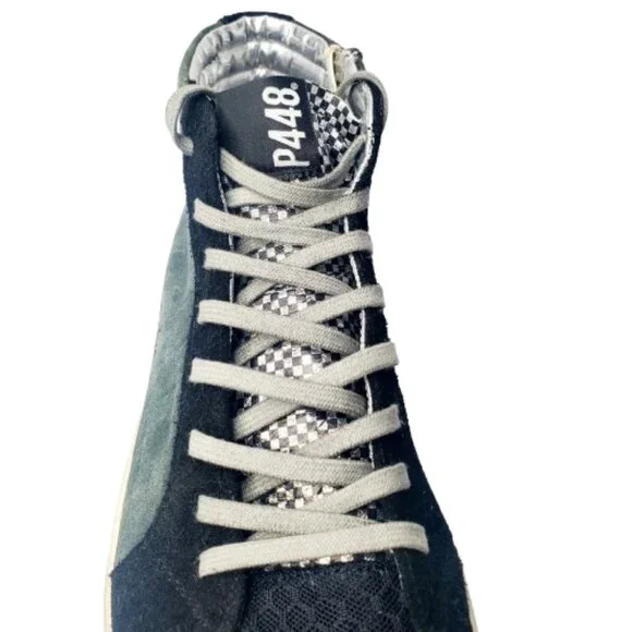 P448 Skate Suede & Leather High Top Green & Black Sneaker. Size 10.5/44 - Picture 10 of 11